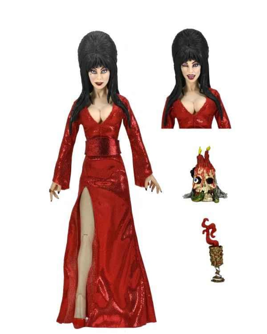 Figures NECA  | Elvira – 8 In Clothed Action Figure – Elvira Red, Fright, And Boo